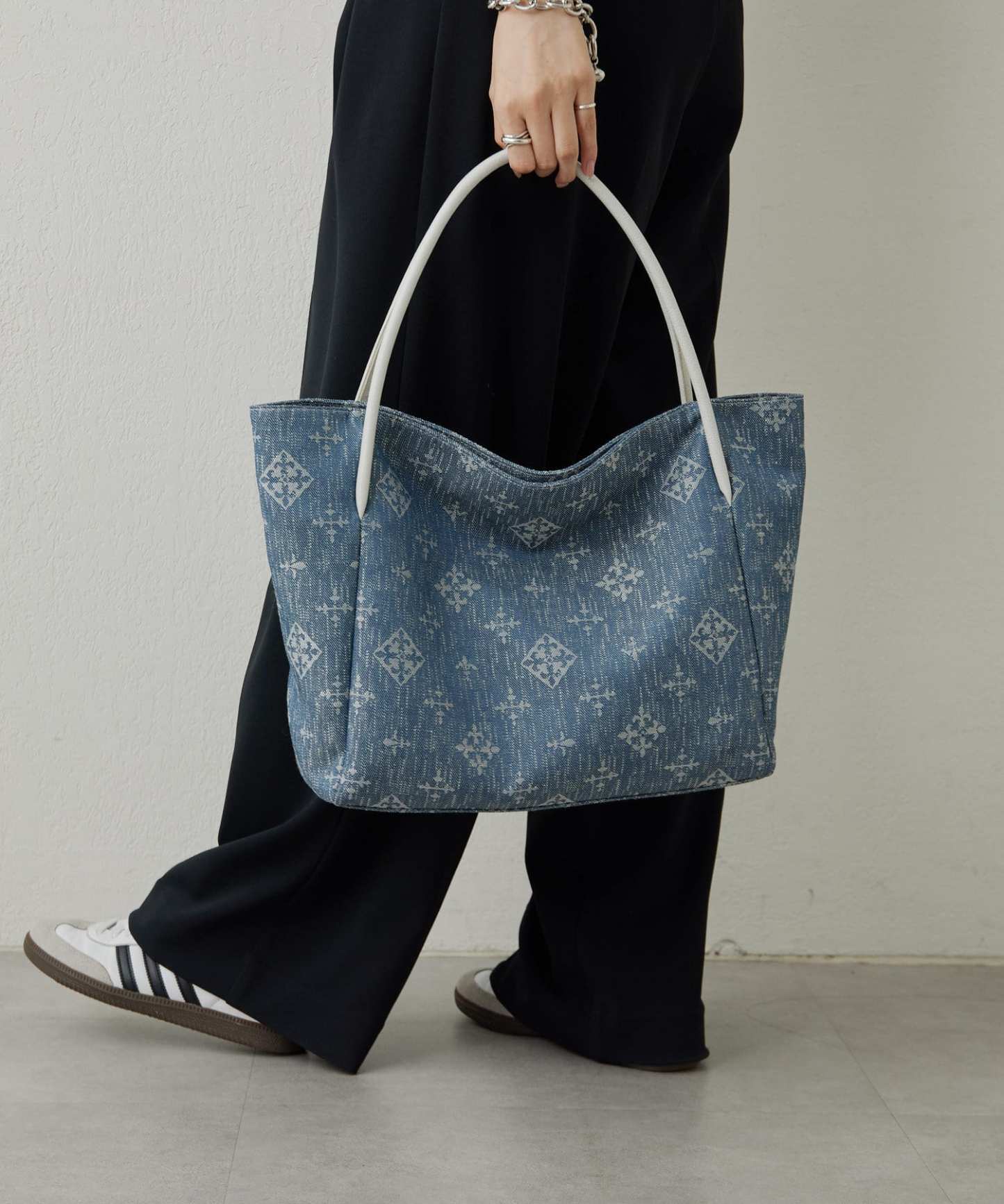 *4-6 WEEKS* (254) LIMITED EDITION Russet [Denim jacquard] Simple tote bag Indigo